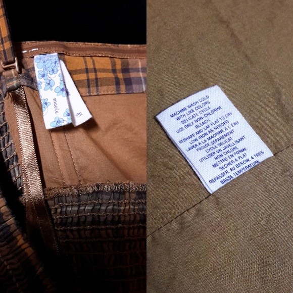 Anthropologie Maeve Pearland Mustard Yellow Plaid Dress with optional straps M - Picture 8 of 8